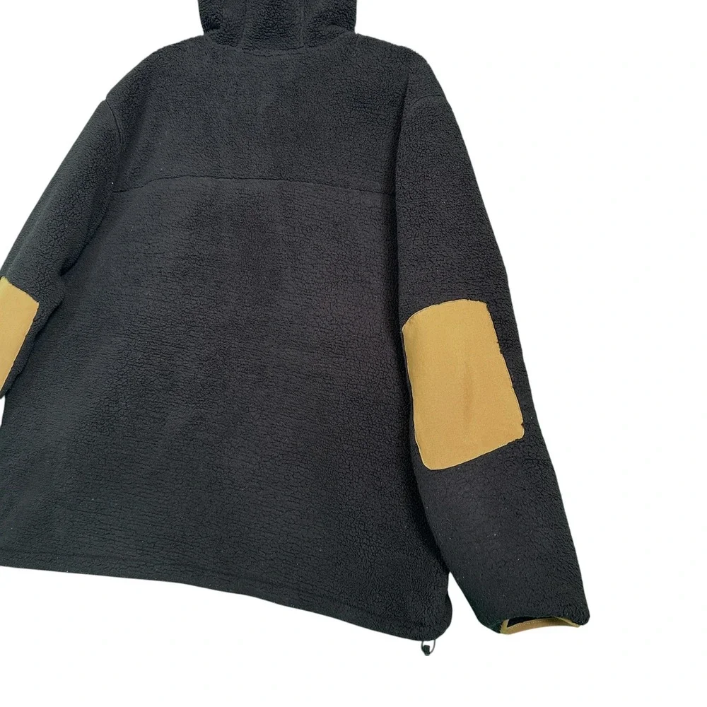 The North Face Campshire Hoodie XXL Sherpa Fleece Pullover Jacket Black Khaki